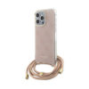 Coque iPhone 15 Pro Guess Crossbody Cord 4G Print rose