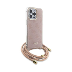Coque iPhone 15 Pro Guess Crossbody Cord 4G Print rose — visuel 3