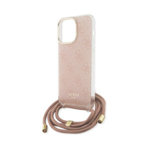 Coque iPhone 15 Pro Guess Crossbody Cord 4G Print rose — visuel 5