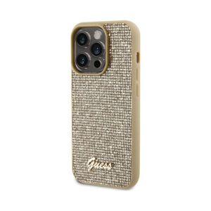 Coque iPhone 15 Pro Guess Disco Metal Script dorée — visuel 2