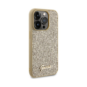 Coque iPhone 15 Pro Guess Disco Metal Script dorée — visuel 4