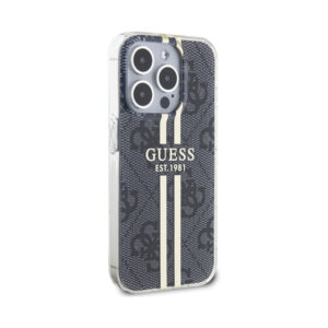 Coque iPhone 15 Pro Guess IML 4G Gold Stripe noire — visuel 4