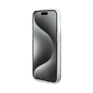 Coque iPhone 15 Pro Guess IML 4G Gold Stripe noire — visuel 5