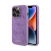 Coque iPhone 15 Pro Guess Leather 4G Stamped violette