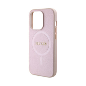 Coque iPhone 15 Pro Guess Saffiano MagSafe rose — visuel 5