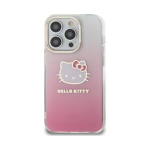 Coque iPhone 15 Pro Hello Kitty IML Gradient Electrop Kitty Head rose — visuel 3