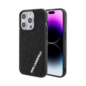 Coque iPhone 15 Pro Karl Lagerfeld 3D Rubber Multi Logo noire
