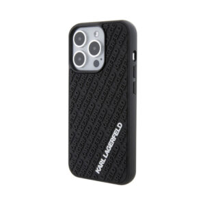 Coque iPhone 15 Pro Karl Lagerfeld 3D Rubber Multi Logo noire — visuel 2