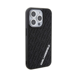 Coque iPhone 15 Pro Karl Lagerfeld 3D Rubber Multi Logo noire — visuel 4