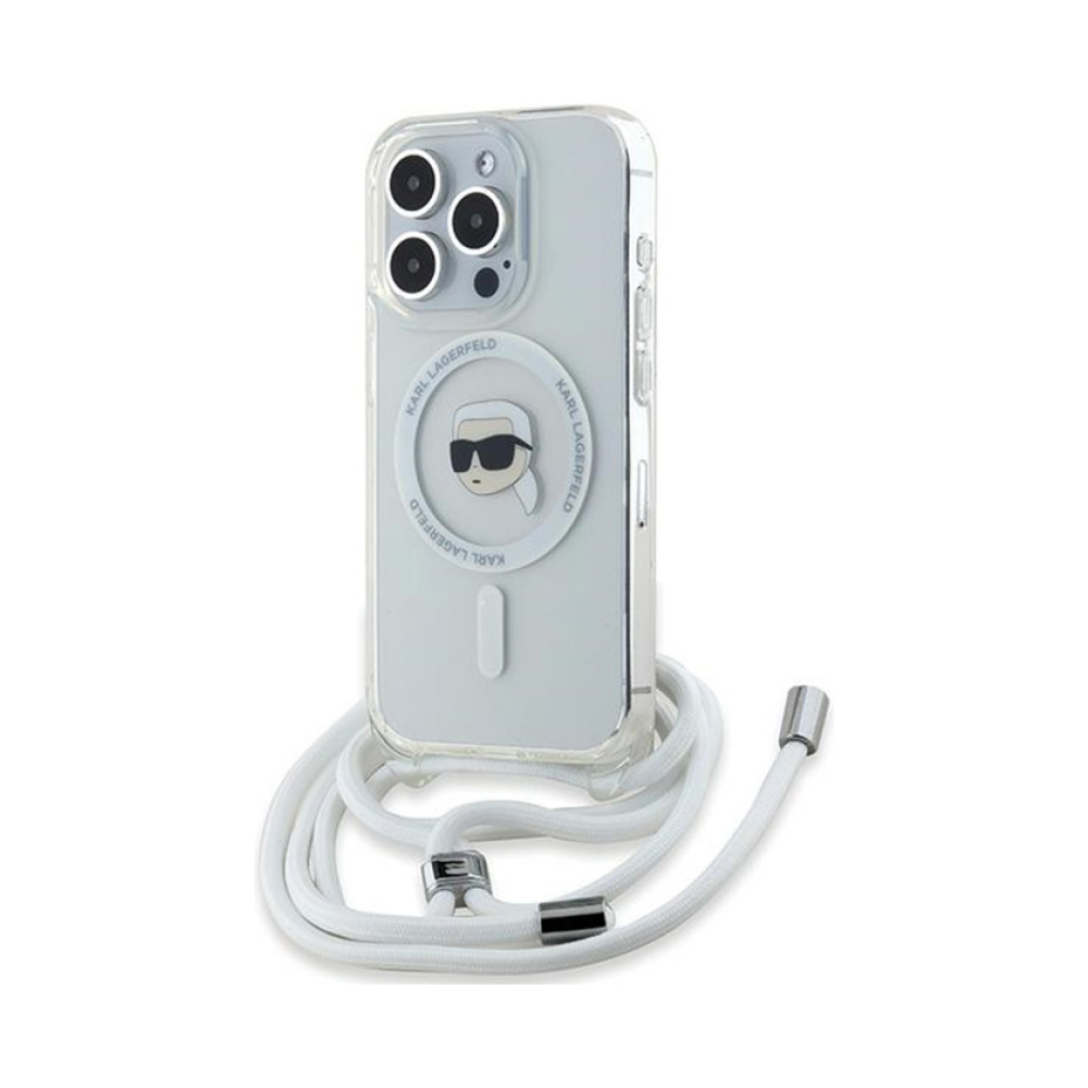 Coque iPhone 15 Pro Karl Lagerfeld Crossbody IML Karl Head MagSafe transparente