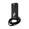 Coque iPhone 15 Pro Karl Lagerfeld Crossbody Saffiano Metal Pin Karl & Choupette noire
