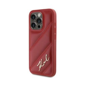 Coque iPhone 15 Pro Karl Lagerfeld Diagonal Quilted Script rouge — visuel 2