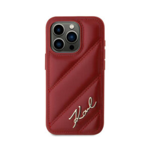 Coque iPhone 15 Pro Karl Lagerfeld Diagonal Quilted Script rouge — visuel 3