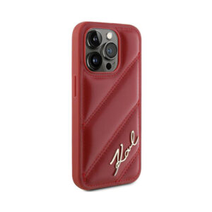 Coque iPhone 15 Pro Karl Lagerfeld Diagonal Quilted Script rouge — visuel 4
