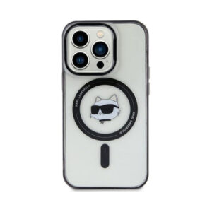 Coque iPhone 15 Pro Karl Lagerfeld IML Choupette Head MagSafe transparente