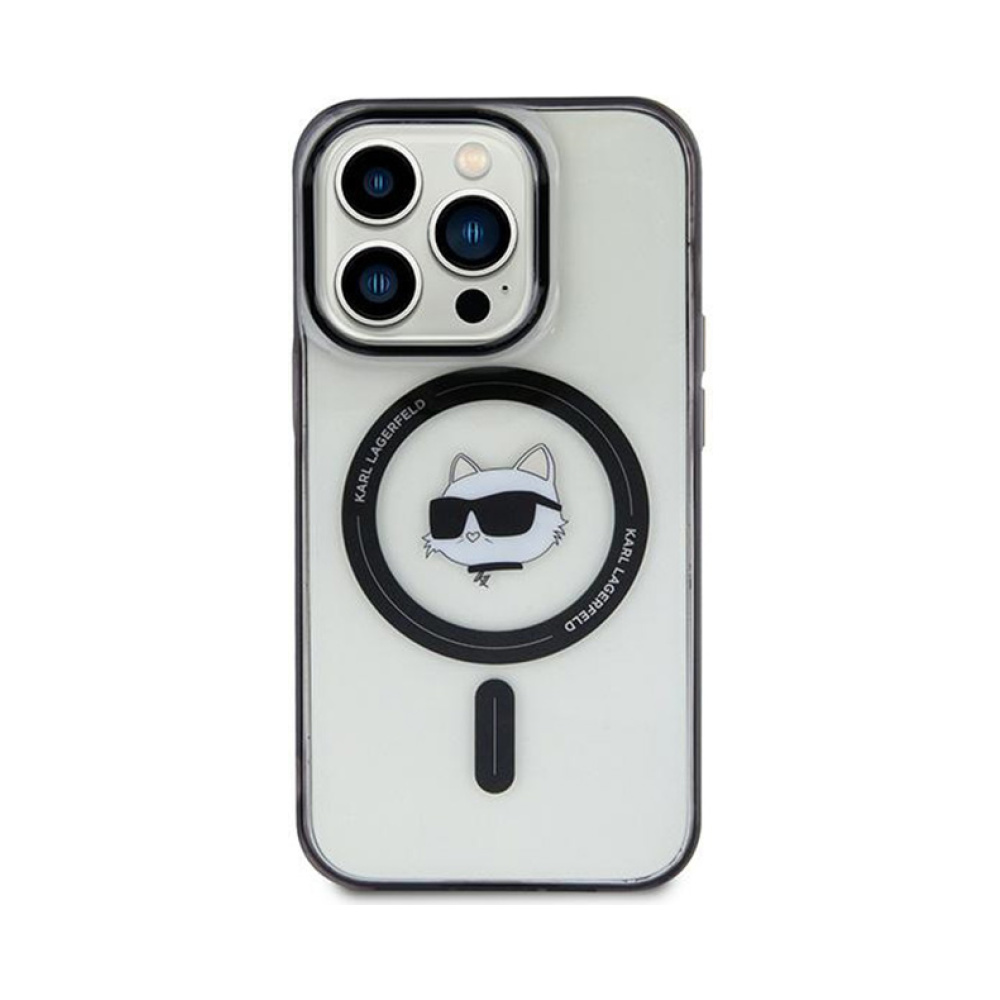 Coque iPhone 15 Pro Karl Lagerfeld IML Choupette Head MagSafe transparente