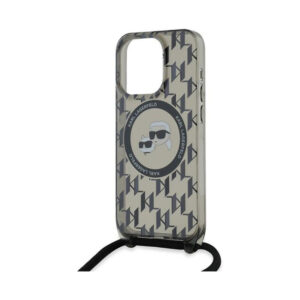 Coque iPhone 15 Pro Karl Lagerfeld IML Crossbody Monogram Karl & Choupette Head MagSafe noire — visuel 5