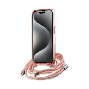 Coque iPhone 15 Pro Karl Lagerfeld IML Crossbody Monogram Karl & Choupette Head MagSafe rose — visuel 4