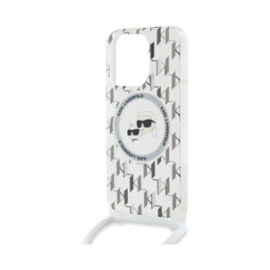 Coque iPhone 15 Pro Karl Lagerfeld IML Crossbody Monogram Karl & Choupette Head MagSafe transparente — visuel 4