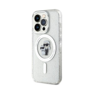 Coque iPhone 15 Pro Karl Lagerfeld Karl & Choupette Glitter Magsafe transparente — visuel 2