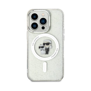 Coque iPhone 15 Pro Karl Lagerfeld Karl & Choupette Glitter Magsafe transparente — visuel 3
