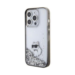 Coque iPhone 15 Pro Karl Lagerfeld Liquid Glitter Choupette transparente — visuel 2