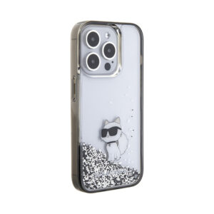 Coque iPhone 15 Pro Karl Lagerfeld Liquid Glitter Choupette transparente — visuel 4