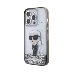 Coque iPhone 15 Pro Karl Lagerfeld Liquid Glitter Ikonik transparente — visuel 2
