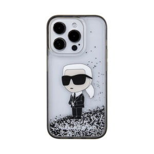 Coque iPhone 15 Pro Karl Lagerfeld Liquid Glitter Ikonik transparente — visuel 3