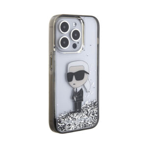 Coque iPhone 15 Pro Karl Lagerfeld Liquid Glitter Ikonik transparente — visuel 4