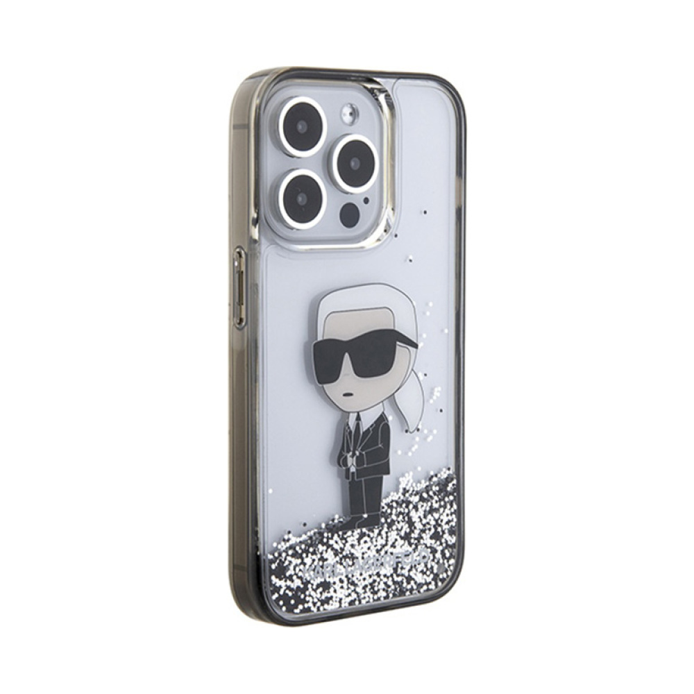 Coque iPhone 15 Pro Karl Lagerfeld Liquid Glitter Ikonik transparente — visuel 4