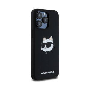Coque iPhone 15 Pro Karl Lagerfeld Silicone Choupette Head MagSafe noire — visuel 4