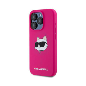 Coque iPhone 15 Pro Karl Lagerfeld Silicone Choupette Head MagSafe rose — visuel 2