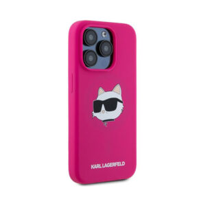 Coque iPhone 15 Pro Karl Lagerfeld Silicone Choupette Head MagSafe rose — visuel 4