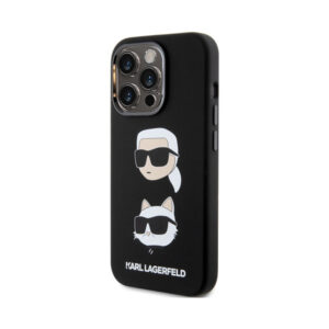 Coque iPhone 15 Pro Karl Lagerfeld Silicone Karl & Choupette Heads noire — visuel 2