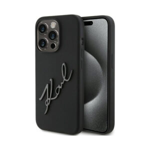 Coque iPhone 15 Pro Karl Lagerfeld Silicone Karl Script noire