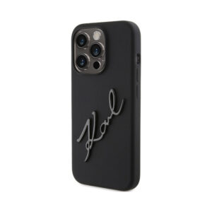 Coque iPhone 15 Pro Karl Lagerfeld Silicone Karl Script noire — visuel 2