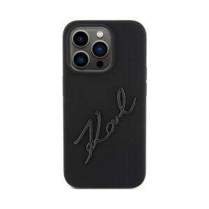 Coque iPhone 15 Pro Karl Lagerfeld Silicone Karl Script noire — visuel 3