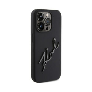 Coque iPhone 15 Pro Karl Lagerfeld Silicone Karl Script noire — visuel 4