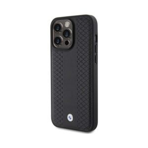 Coque iPhone 15 Pro Max BMW Leather Diamond Pattern noire — visuel 2