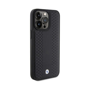 Coque iPhone 15 Pro Max BMW Leather Diamond Pattern noire — visuel 4