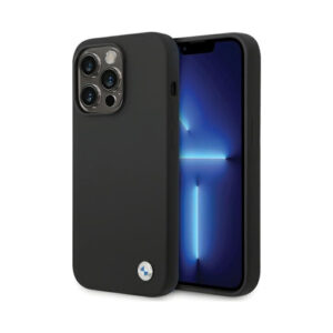 Coque iPhone 15 Pro Max BMW Silicone Metal Logo noire