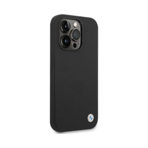 Coque iPhone 15 Pro Max BMW Silicone Metal Logo noire — visuel 4