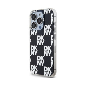 Coque iPhone 15 Pro Max DKNY IML Checkered Mono Pattern noire — visuel 2