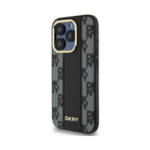 Coque iPhone 15 Pro Max DKNY Leather Checkered Mono Pattern MagSafe noire — visuel 2