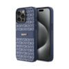 Coque iPhone 15 Pro Max DKNY Leather Mono Stripe & Metal Logo bleue