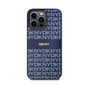 Coque iPhone 15 Pro Max DKNY Leather Mono Stripe & Metal Logo bleue — visuel 3