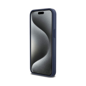 Coque iPhone 15 Pro Max DKNY Leather Mono Stripe & Metal Logo bleue — visuel 5