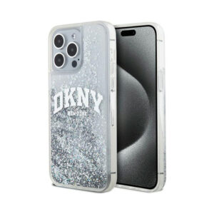 Coque iPhone 15 Pro Max DKNY Liquid Glitter Big Logo blanche