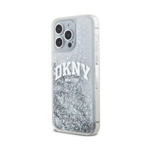 Coque iPhone 15 Pro Max DKNY Liquid Glitter Big Logo blanche — visuel 2